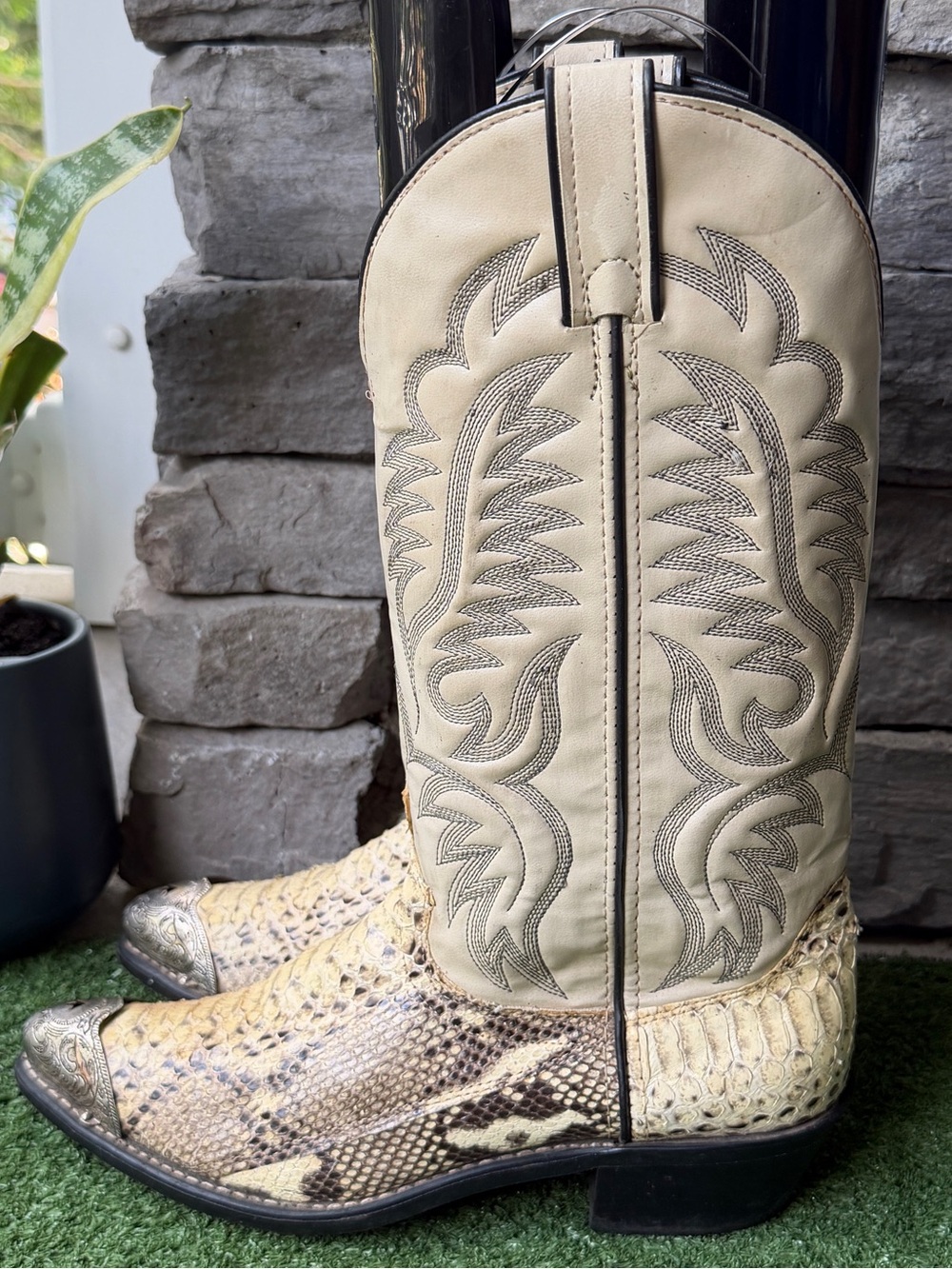 Laredo Python Snake Skin Vamp Mens Cowboy Boots